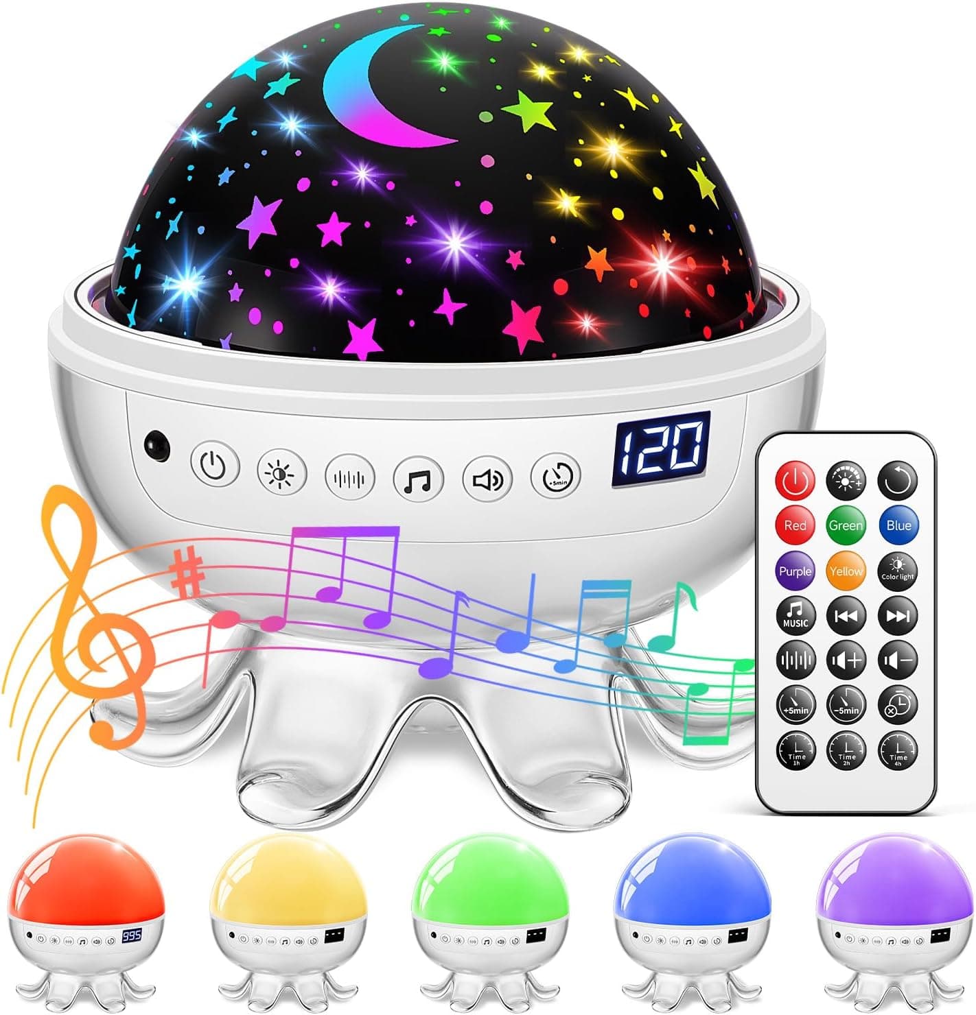 Baby Sound Machine with Star Projector Night Light