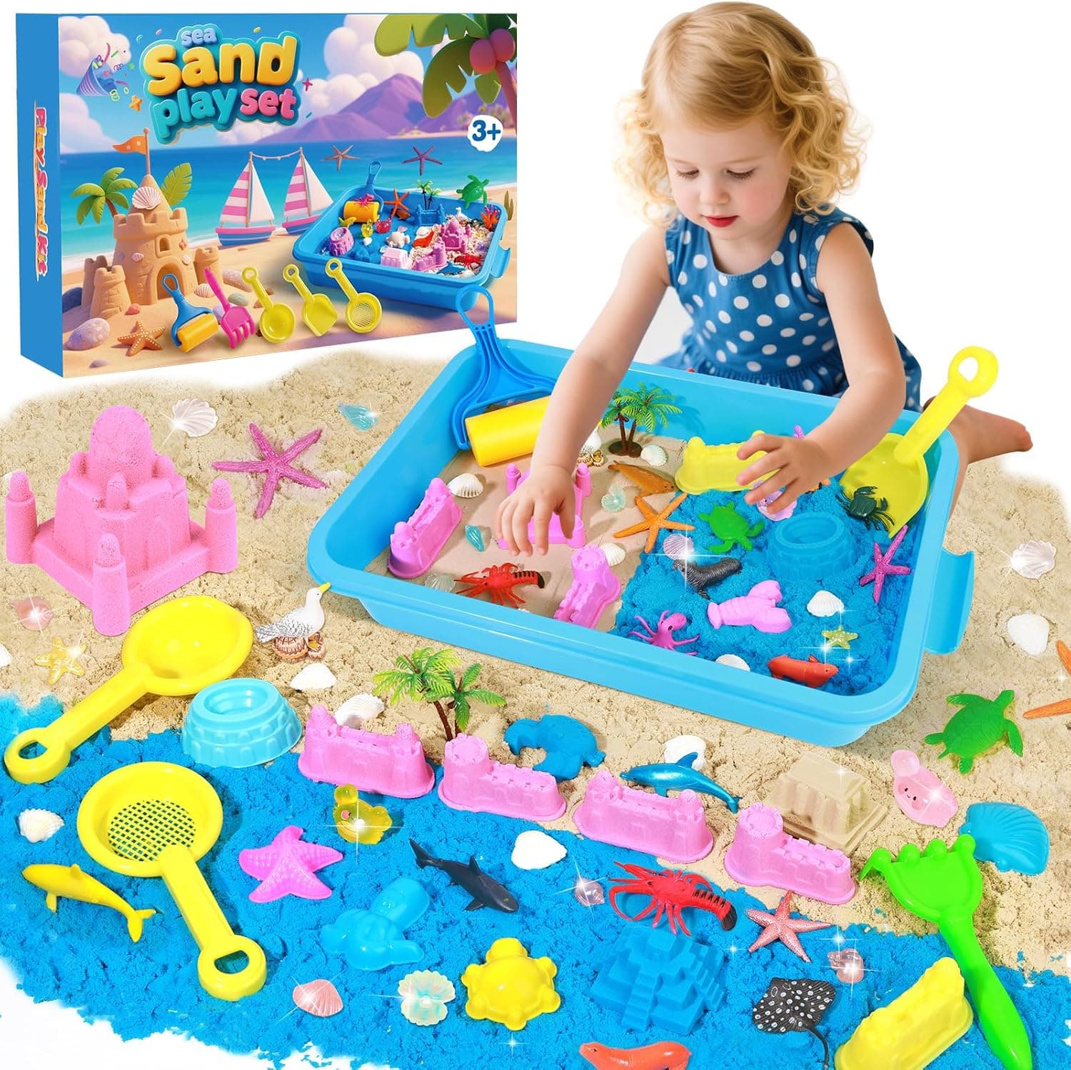 Ocean Sensory Bin with Play Sand & Animal Molds